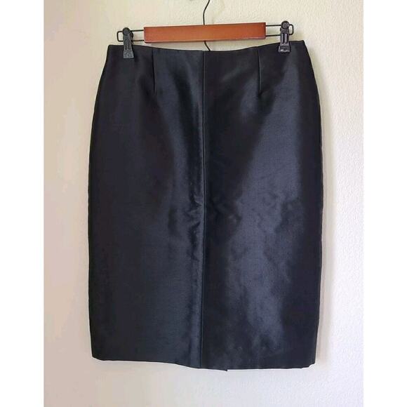 Valentino Roma Black Skirt 8 Wool Silk Blend Shiny Straight Short Dot Pattern - Picture 1 of 8